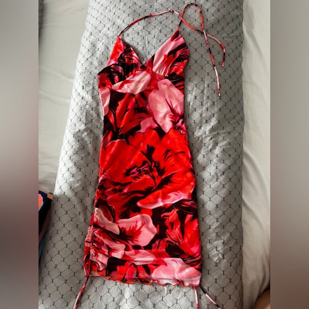 Multicolored Slip Dress Spaghetti Strap V-Neck Night Out